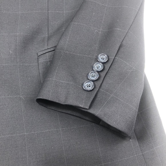 Jos. A. Bank Mens Blazer Box Plaid Black 2 Button Wool & Cashmere Blend 42R - Picture 5 of 16